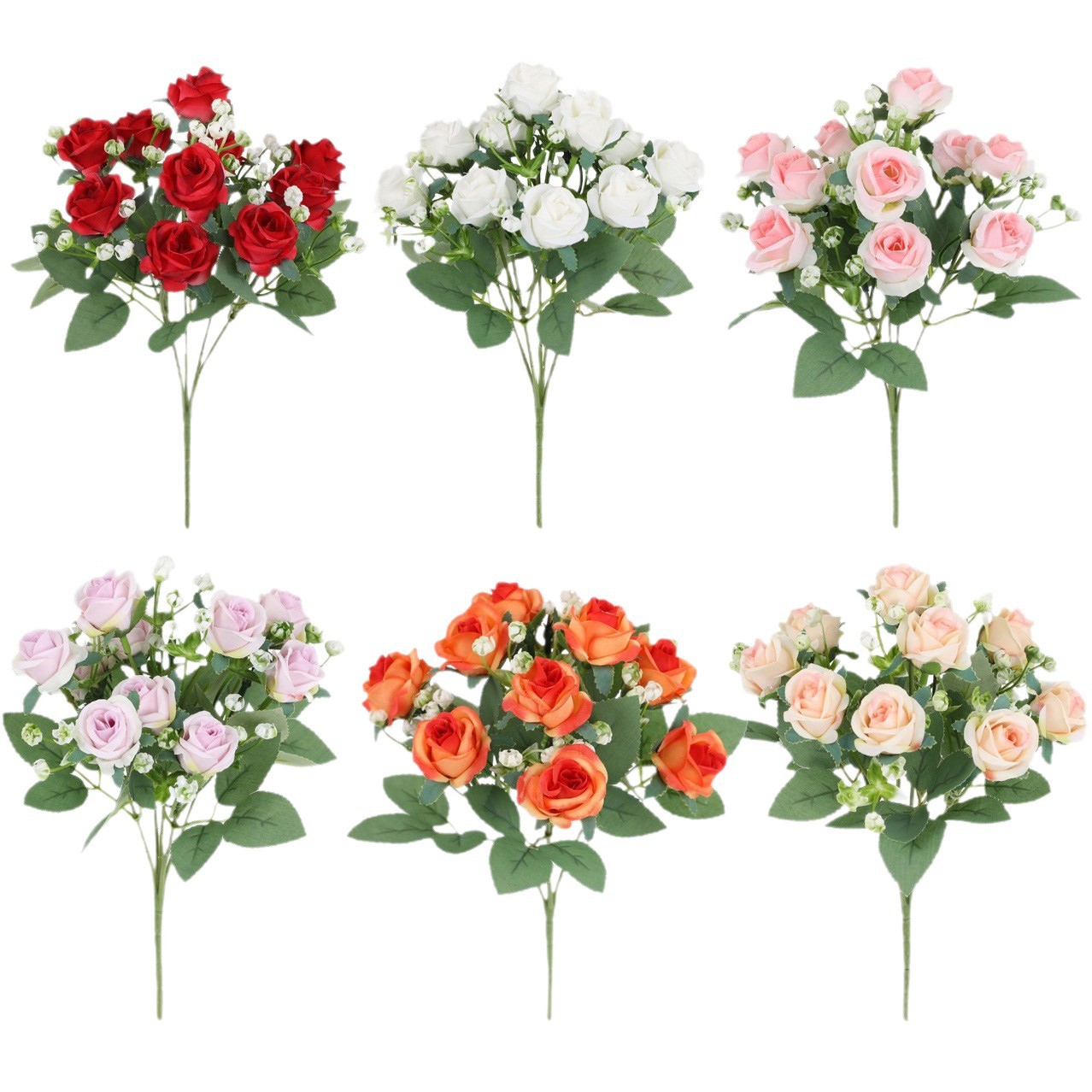 仿真花DIY发饰配件/假花/5朵塑膠花/仿真花/假花批发白底实物图