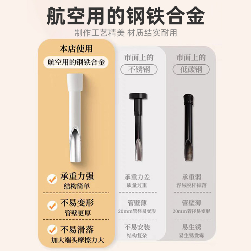 门帘杆/免打孔伸缩晾衣杆/浴帘杆/衣架杆/空调支架细节图