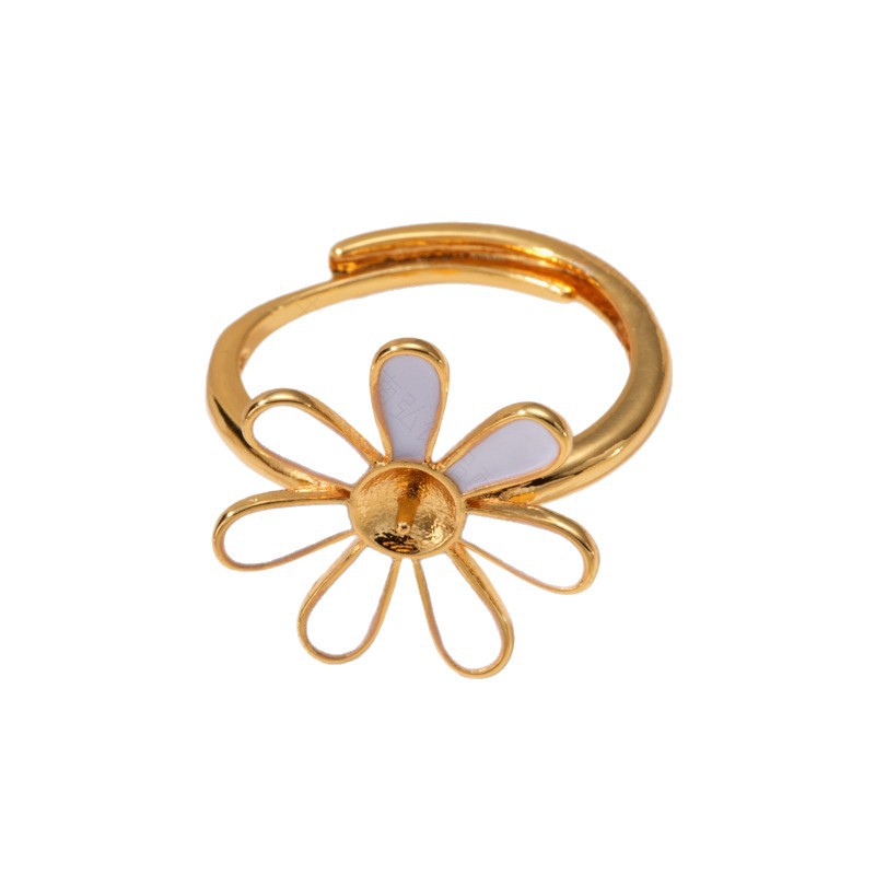 Pearl ring, earneedle pendant, three-piece set, hollow tray, Daisy oil drip DIY, light luxury and high-end original design jewelry Item Picture