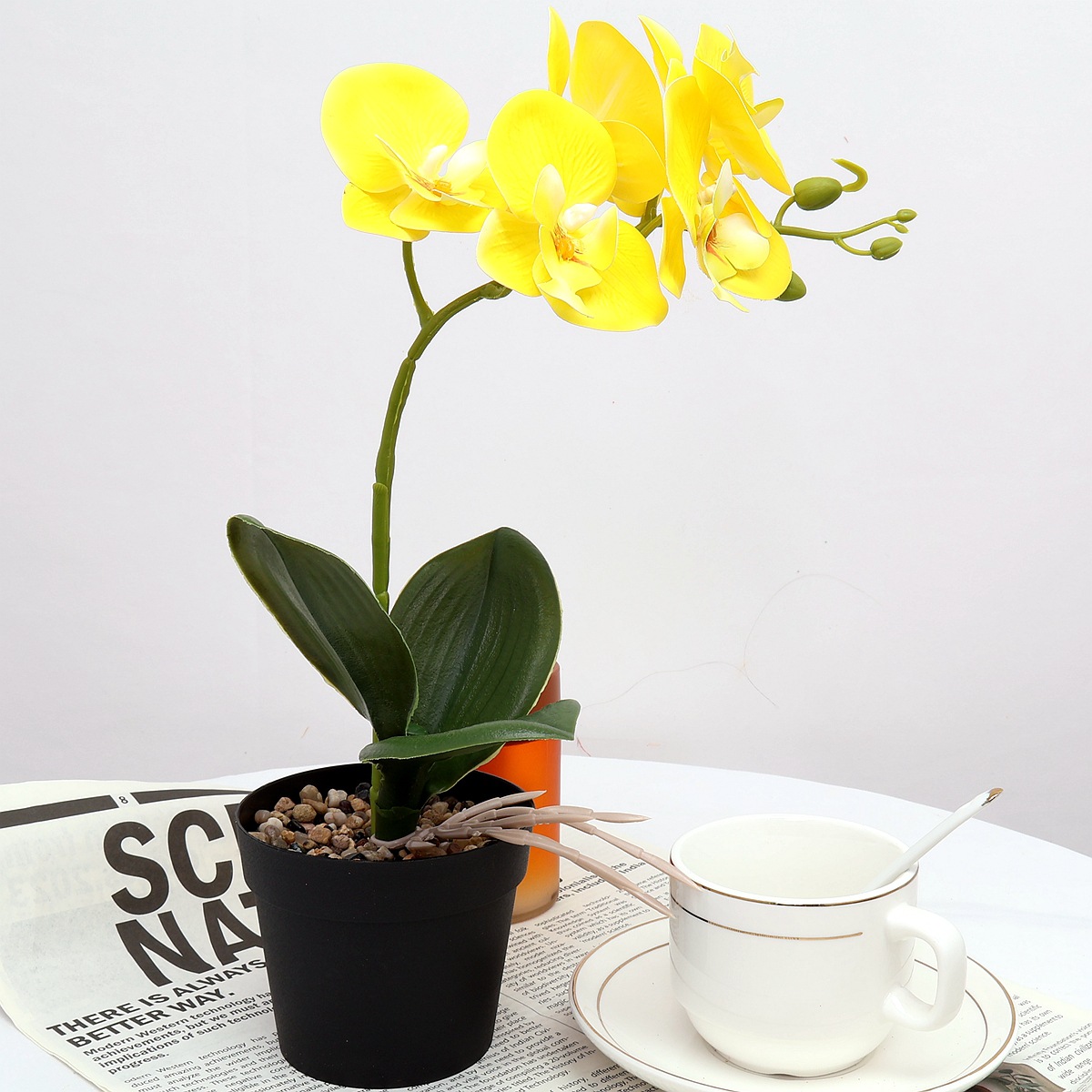 工厂批发家居装饰仿真蝴蝶兰盆景假花仿真蝴蝶兰盆栽仿真盆栽植物细节图