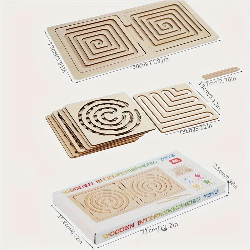 Children's wooden left and right brain development set, fine motor skills, hand-brain coordination training, concentration enlightenment and intelligence toys Specification image