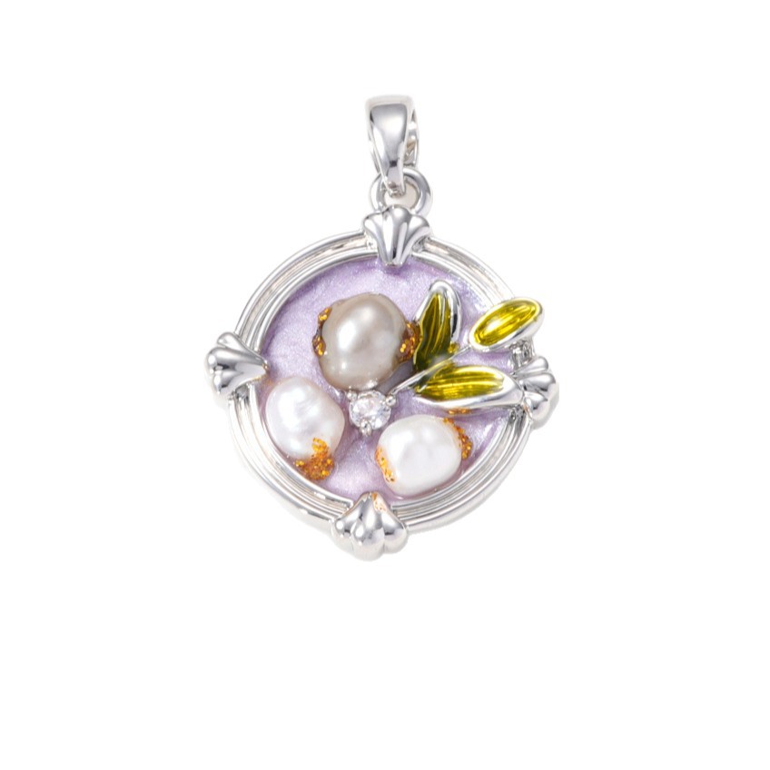 18k copper plated with real gold and inlaid with pearls, so many sesame oil paintings pendant, high-end bracelet, necklace clasp, DIY accessory Item Picture
