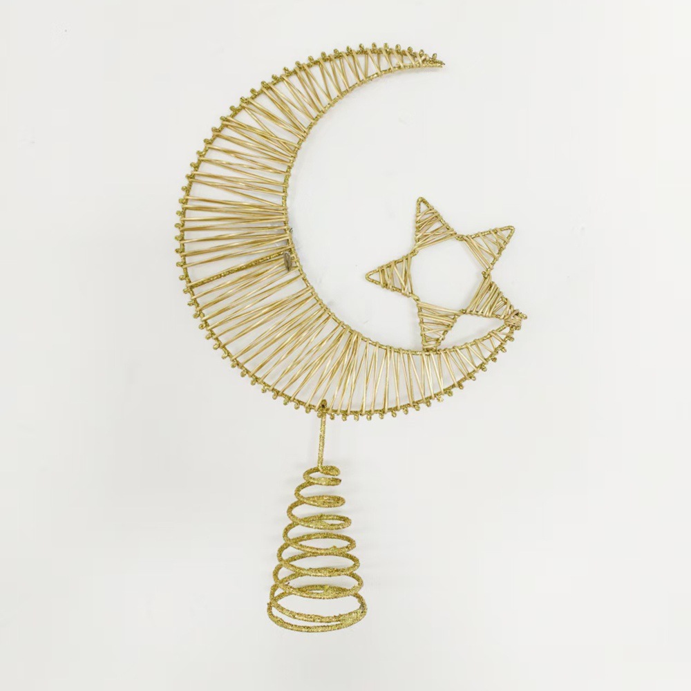 Cross-border Middle East star and moon decorative hanging ornaments, festival supplies, ornaments, powder-sprinkled luminous geometric handicrafts, ironwork Item Picture