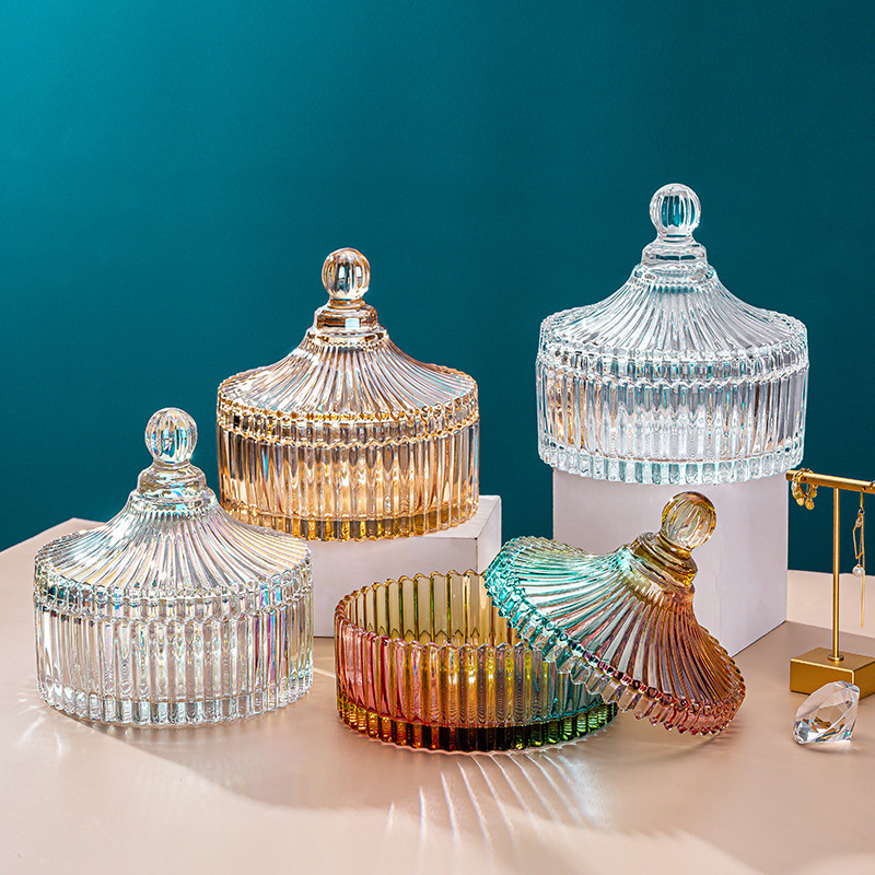 European-style glass bowl wholesale, jewelry box, candy jar storage box, crystal demagnetization purification bowl, omamori salt purification with lid Application Scenario