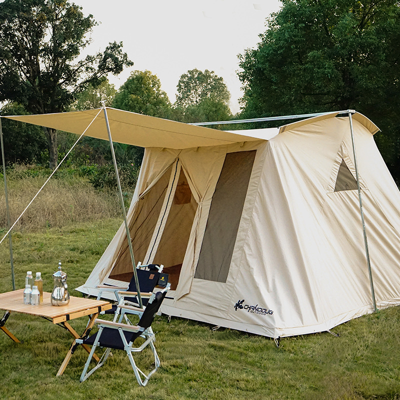 CHANODUG/ Chanodoji Outdoor Camping Spring Canvas Tent Thickened rainproof and sun-proof campsite cabin