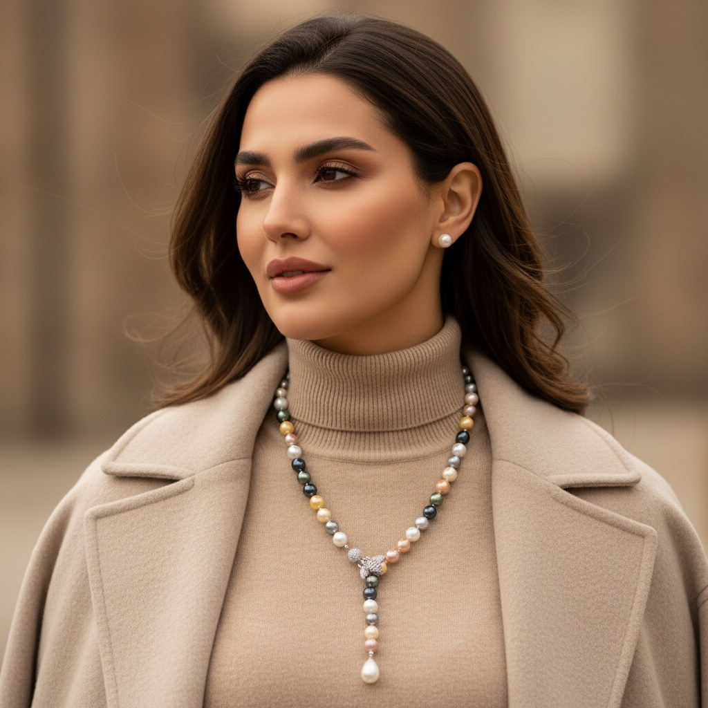 法式气质蜜蜂串珠珍珠项链个性夸张锁骨链小众高级感轻奢复古项饰LYMYL1065