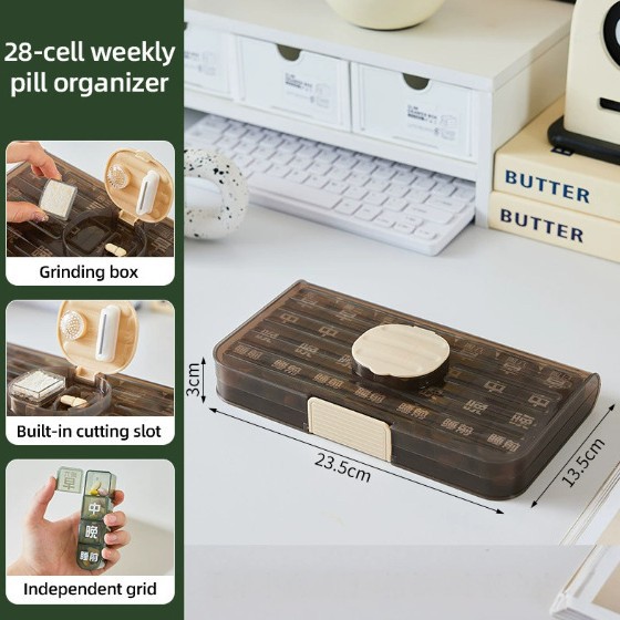 A simple portable medicine box for seven days a week, with large character reminders for taking medicine for three meals a day for the elderly Specification image