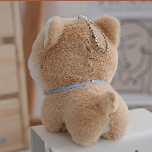 Cute blue tie Shiba Inu plush toy, cartoon tie, Shiba Inu dog figurine, keychain, baby pendant Specification image