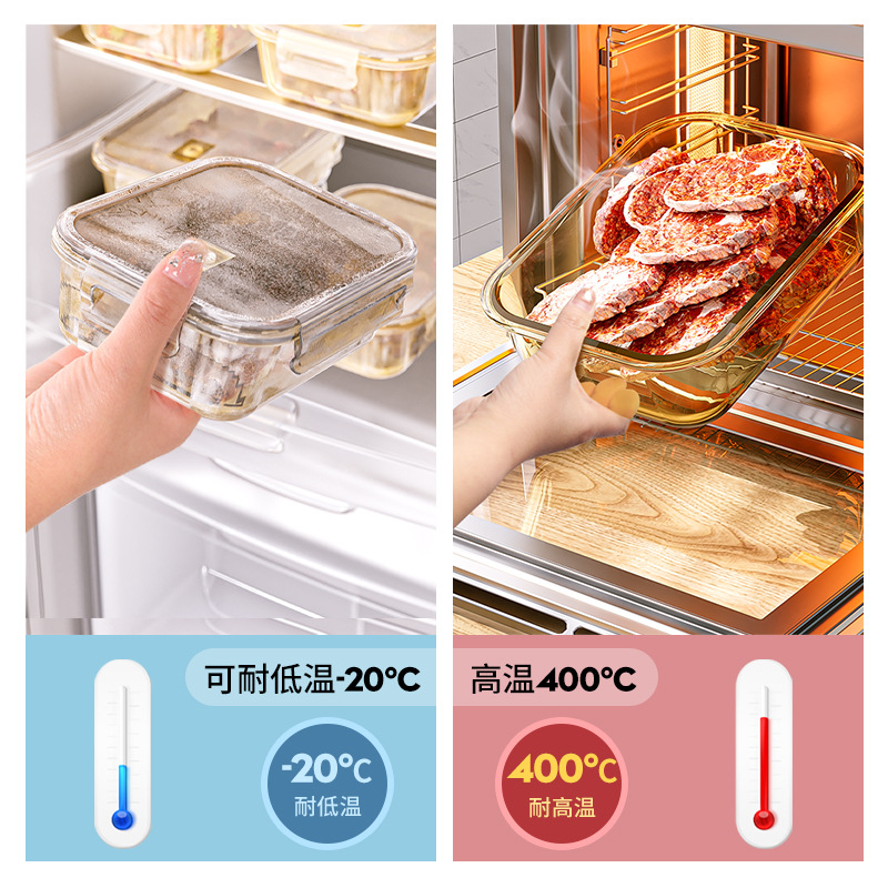 High borosilicate glass lunch box, microwave oven heating special for office workers, lunch box with food preservation box and bowl separation Application Scenario