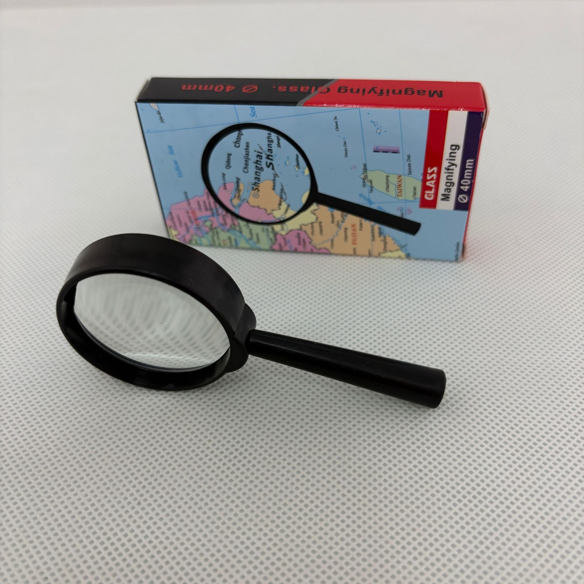 New black 40MM straight-handled glass lens magnifying glass student gift reading magnifying glass Specification image
