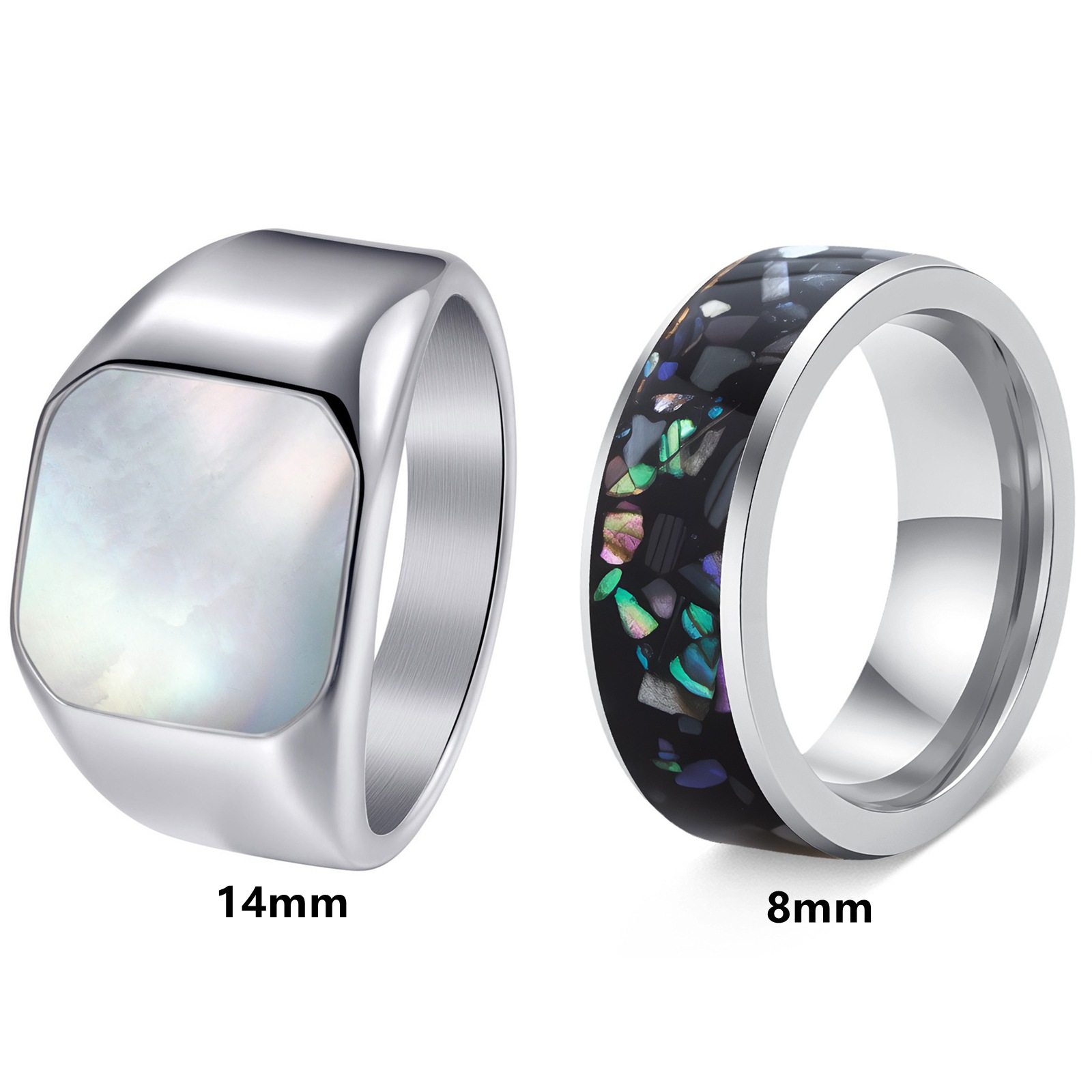 Pareja europea y americana decoración de la mano incrustado shell goteo aceite titanio anillo de acero simple moda 304 acero inoxidable sello anillo Application Scenario