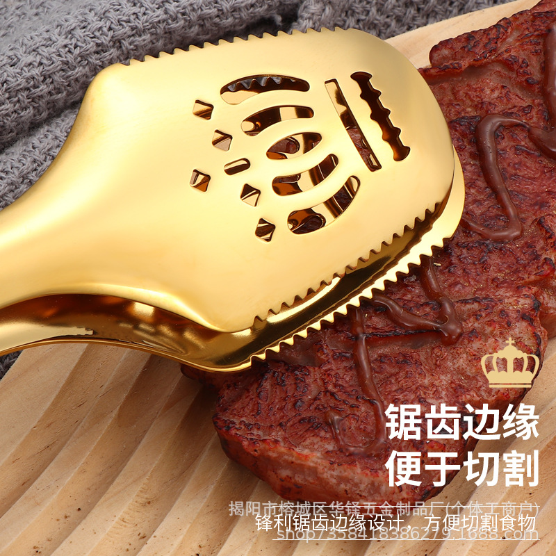 304不锈钢食品夹家用酒店厨房自助餐烘培创意多用途皇冠夹牛排夹细节图