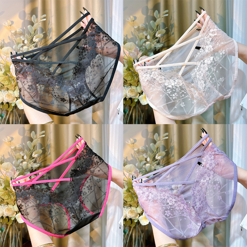 2026 New style comfortable lace high-end sexy high-waisted seamless pure cotton underpants, women's lace triangle pants Specification image