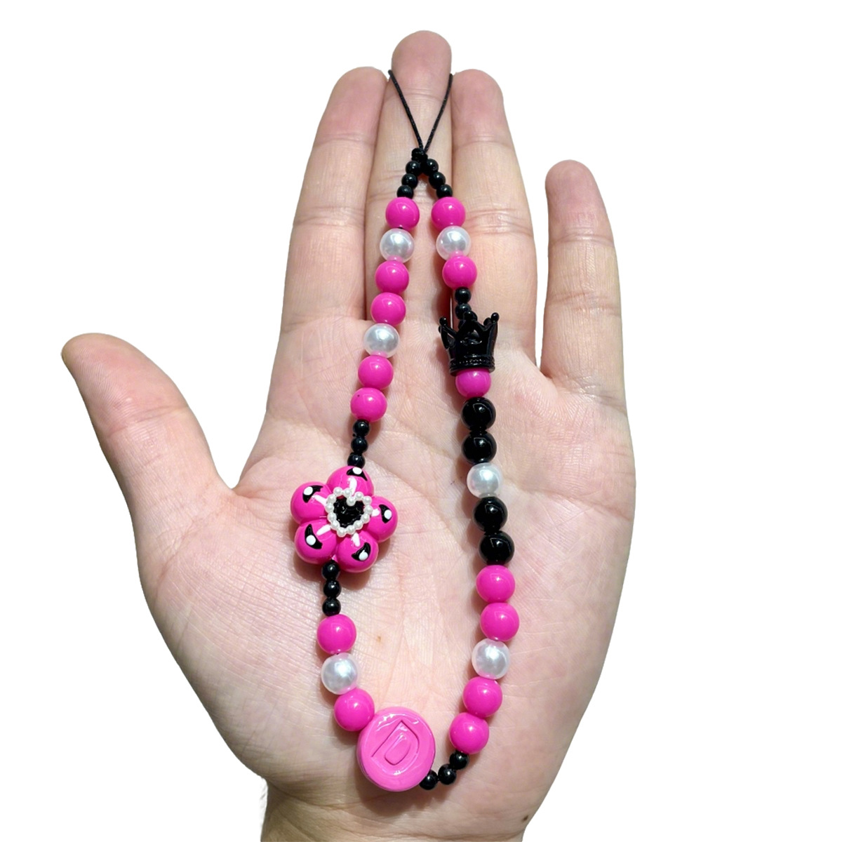 Gradient color-blocking cartoon beaded mobile phone chain, cute 3D doll hand-painted pendant, girlish Ins-style ccd pendant