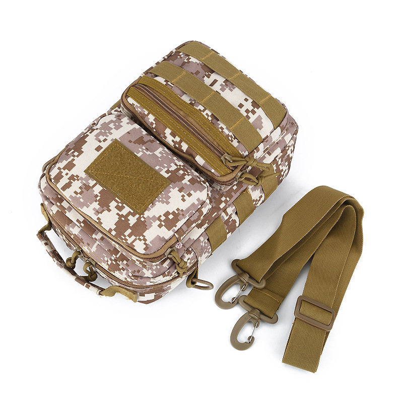 Outdoor hiking cross-bag men's camouflage backpack, single-shoulder crossbody bag, water-repellent small bag, hand-held casual and fashionable tactical bag Specification image