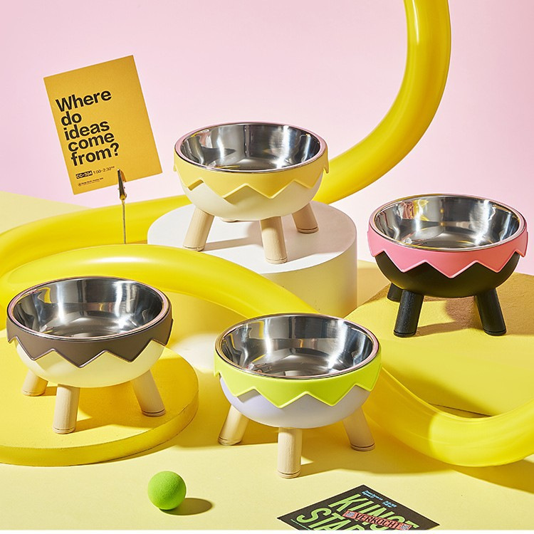 Pet bowl, high-legged cat bowl, dog bowl, cat food bowl, dog bowl, rice bowl, water bowl, cat single bowl, stainless steel bowl for protecting the cervical vertebrae