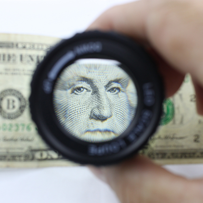 Round barrel cloth mirror LED banknote detector lamp 30X with scale portable cloth mirror cylindrical magnifying glass TH-9006B Specification image