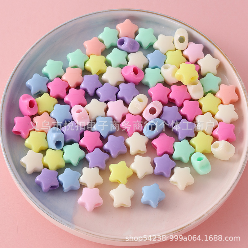 Macaron-colored five-pointed star straight hole scattered beads, diy mobile phone chain keychain material accessories, five-pointed star beads