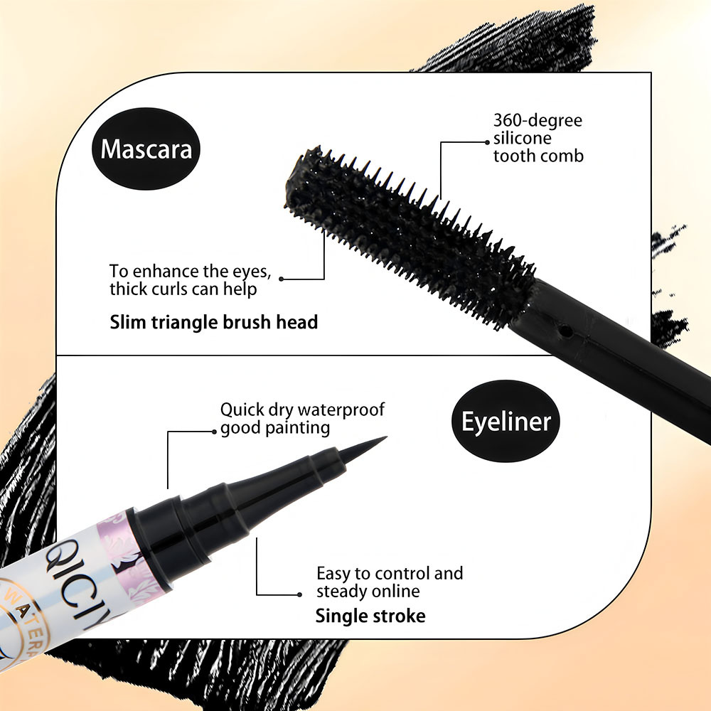 【 Cross-border Exclusive 】QICIY+ 2-in-1 Eyelash + Eyeliner Set, Waterproof, Sweat-proof, Smooth, Curling and Slender Wholesale Specification image