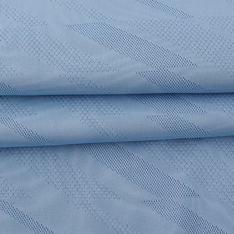 现货批发涤氨提花网眼针织面料弹力网眼速干T恤运动服网眼布料