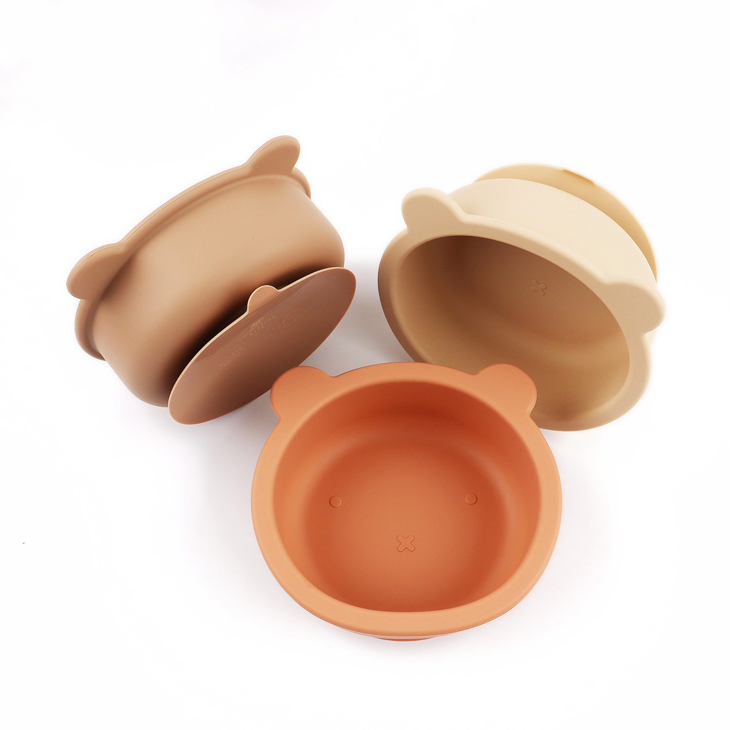 Children's complementary food silicone bowl, bear bowl, cross-border e-commerce daily necessities, baby learning to eat suction cup bowl, anti-slip and easy-to-wash tableware full figure