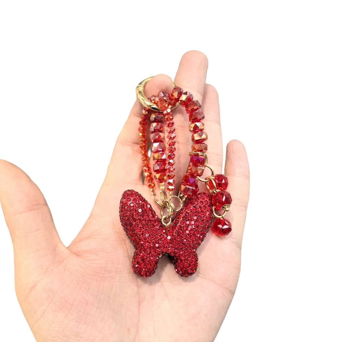 Red butterfly cartoon keychain pendant macaron flowing sand oil toy