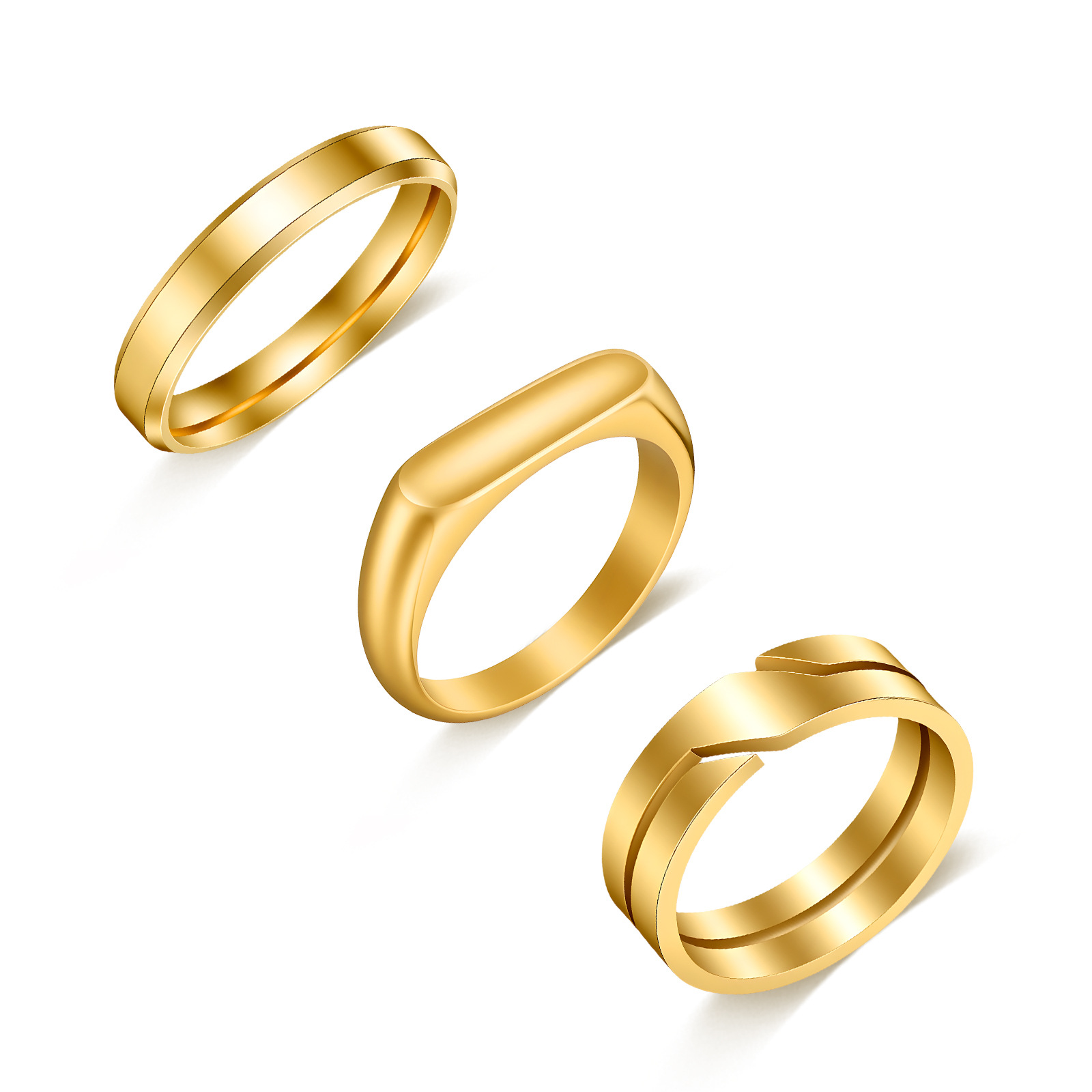 Cross-border new Amazon women's 4MM wide cast plain ring, Instagram cold talk style niche jewelry, popular titanium steel ring Item Picture