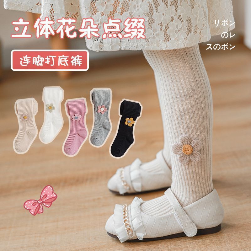 Niña pantimedias primavera otoño fino de una pieza de algodón calcetines calcetines bebé niños leggings estilo medio grueso exterior details Picture