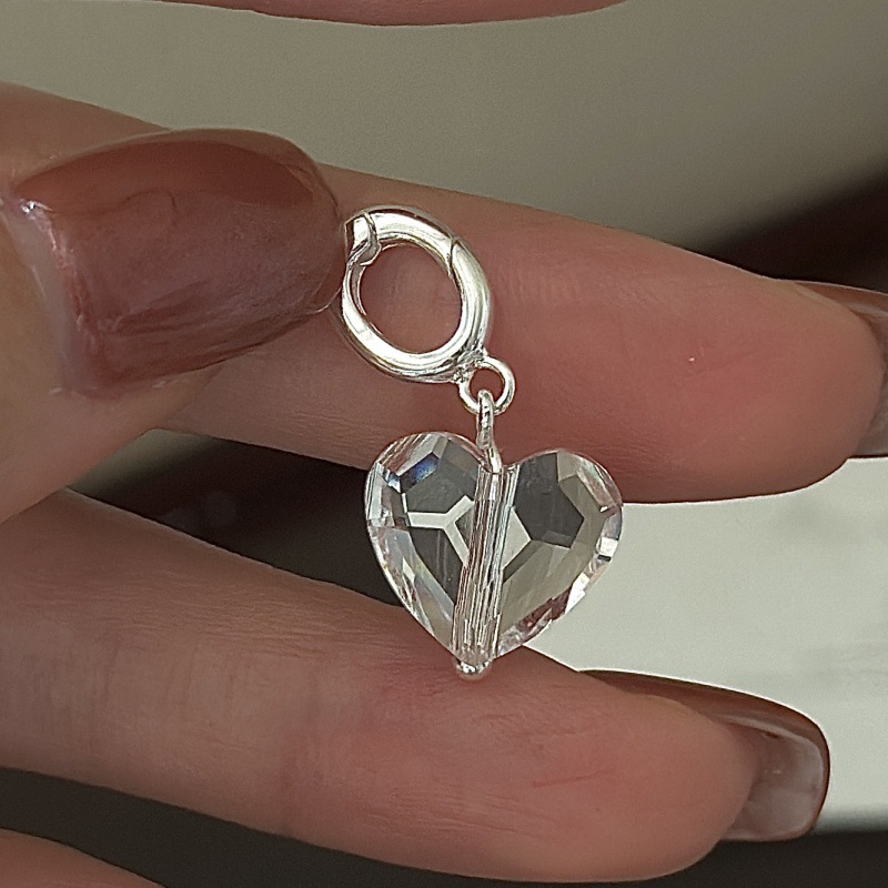 S925纯银韩版小众设计感复古切面施家水晶吊坠韩国风时尚配饰批发