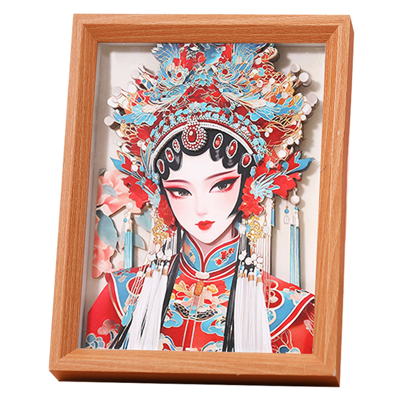 纸想造物国潮京剧花旦3d立体相框画手工diy拼图摆件文创礼品批发白底实物图