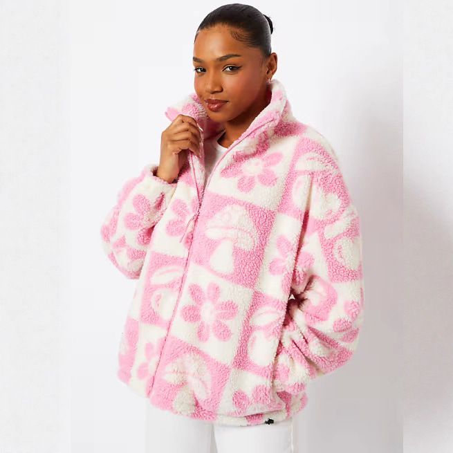 European and American cross-border 2025 winter new polar fleece jacket, women's zipper, elegant commuting, casual and versatile woolen coat full figure