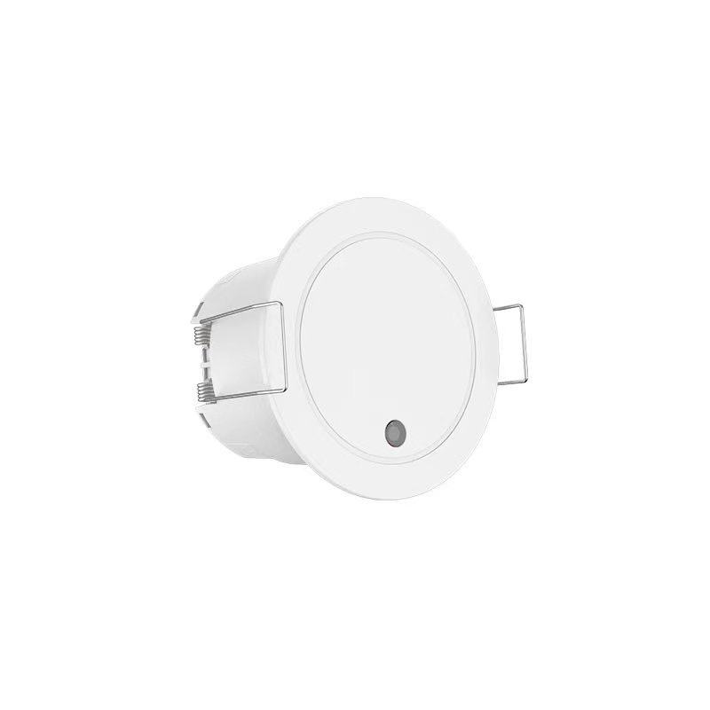 The white circular millimeter-wave human presence sensor device is an embedded sensor for human detection, which is easy to install and provides high-precision detection Application Scenario