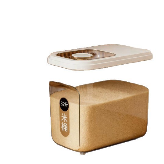 高颜值家用密封米桶32斤22斤装透明防虫防潮储米桶厨房杂粮收纳桶白底实物图