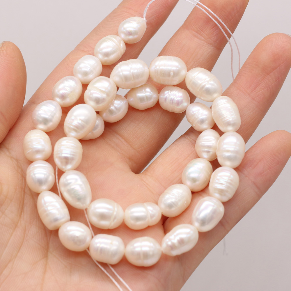 Natural freshwater rice-shaped A pearl white DIY jewelry accessories, handcrafted jewelry necklaces, semi-finished product production and wholesale Item Picture