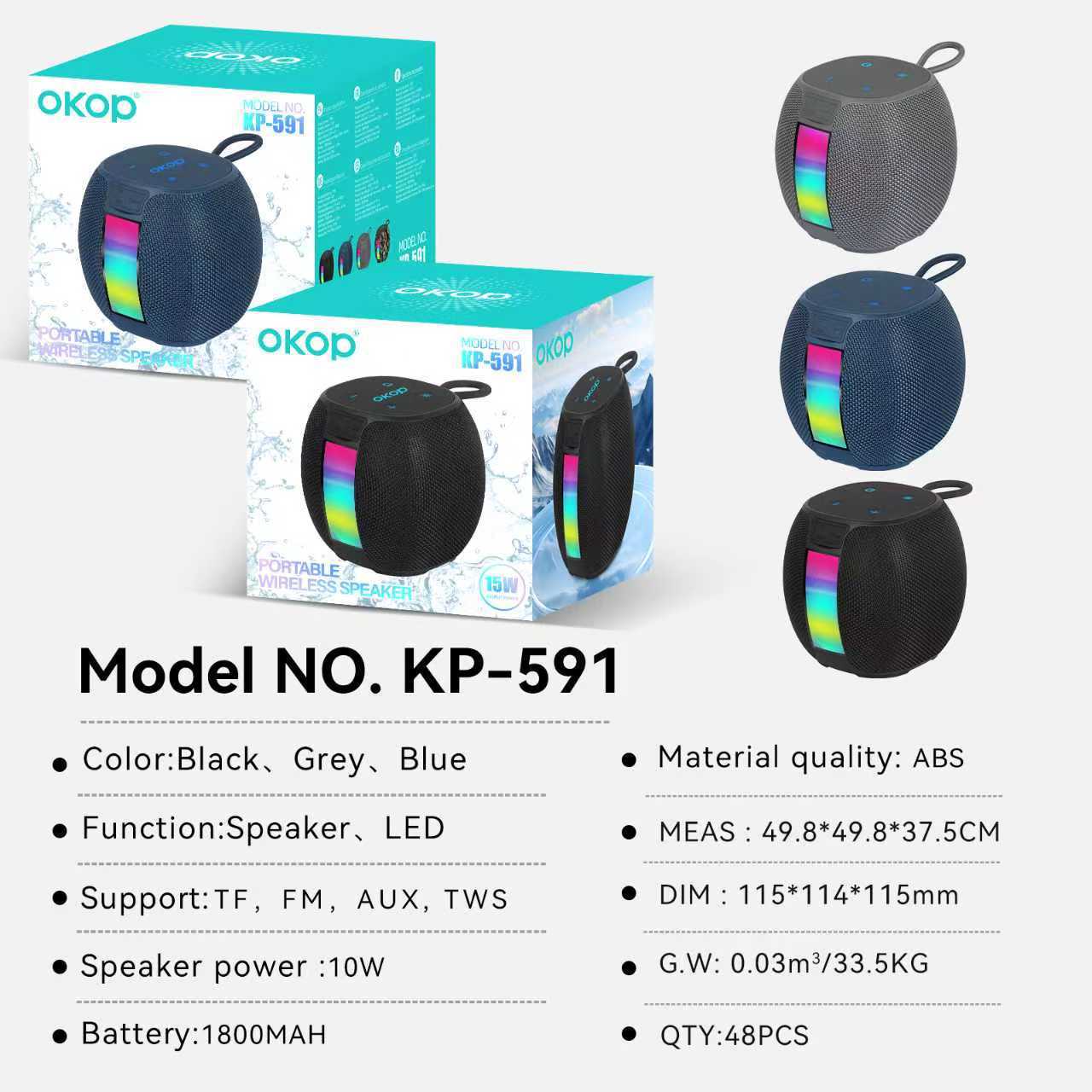 591 Bluetooth Speaker, RGB ambient Light, Mini Speaker, card-inserting portable Cross-border Bestseller, hand-held subwoofer details Picture