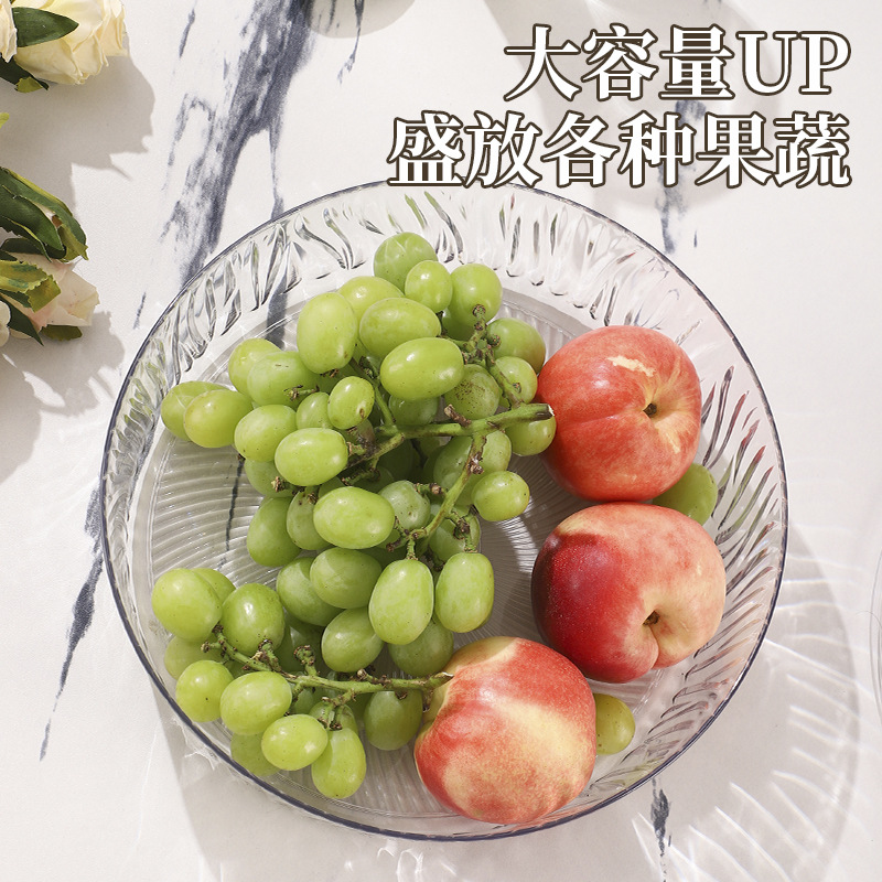 A light luxury round fruit plate with a plastic lid, a desktop candy and snack storage box, a high-end dried fruit plate for home living room Specification image
