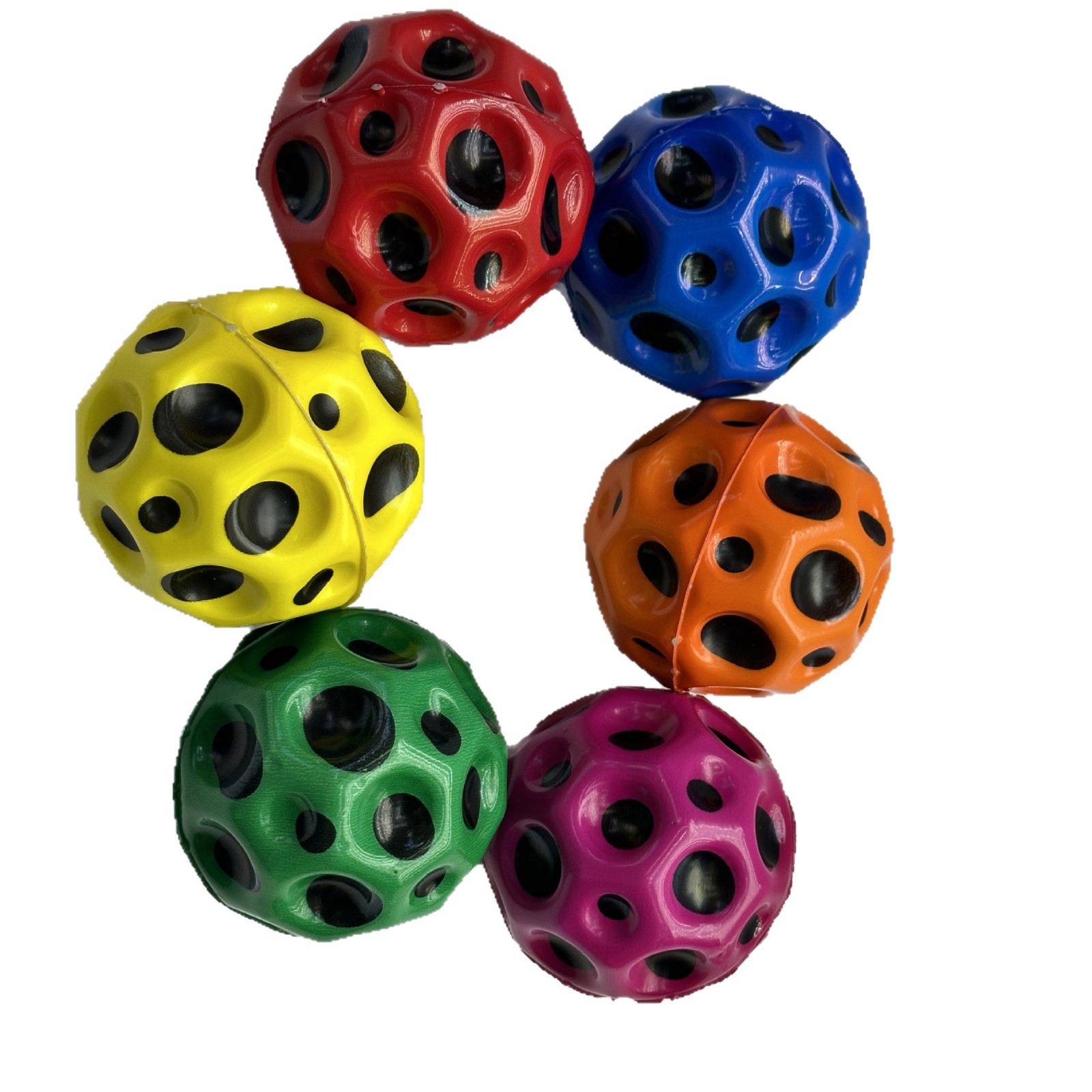 6.3cmPU Foam rebound elastic Ball, children's high-elasticity hole ball, parent-child interactive Moon Ball Item Picture
