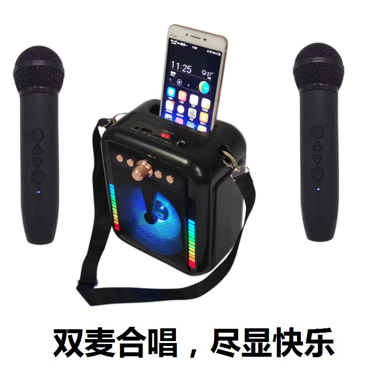 New KTV dual-label Bluetooth speaker, outdoor square dance wireless portable subwoofer, Bluetooth speaker, FM speaker Item Picture