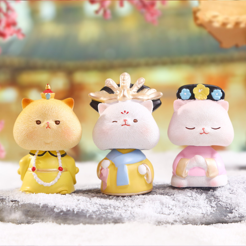 Creative cartoon "Meow Meow Long Live" figurines, cute cat car figurines, popular and adorable desktop figurines wholesale
