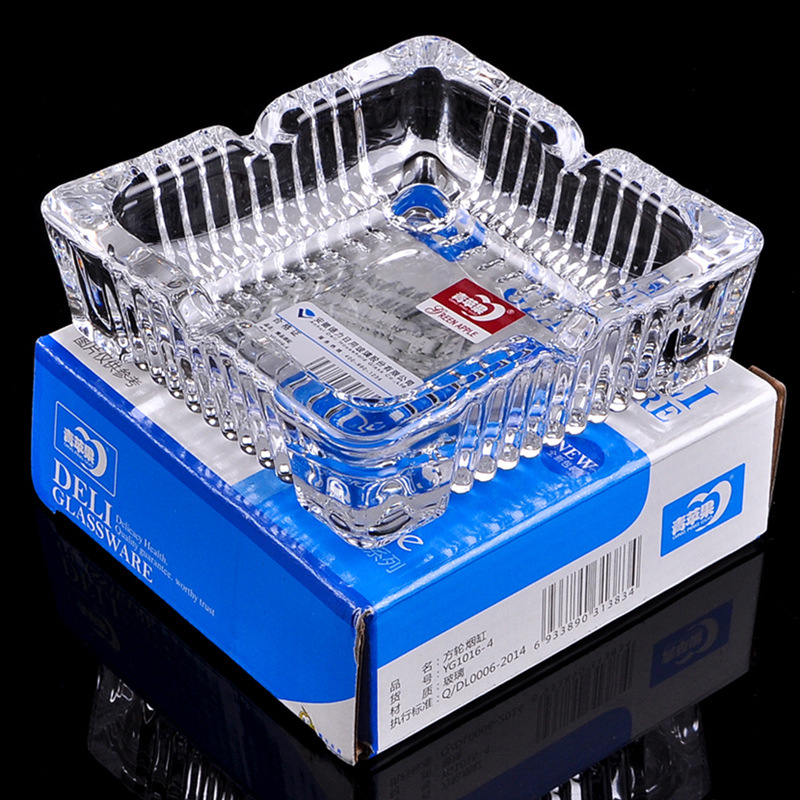 批发YG1016青苹果烟灰缸创意玻璃烟灰缸方形玻璃烟灰缸做LOGO