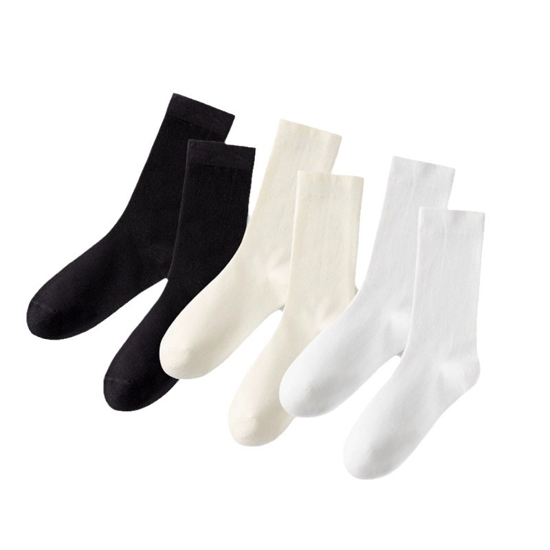 White socks for women, spring and summer, pure cotton mid-calf socks, boneless postpartum socks, all-cotton long calf socks, Zhuji hosiery wholesale Item Picture