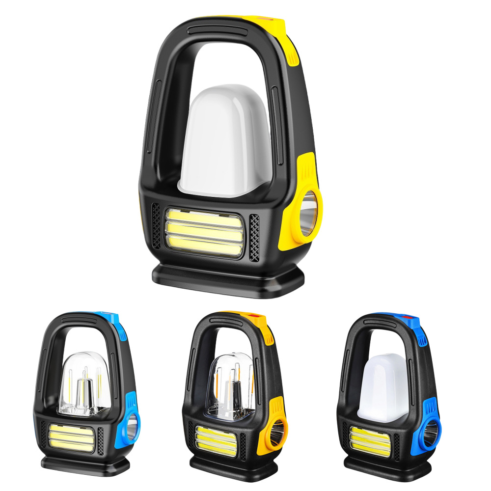 New cross-border outdoor emergency camping lamp, solar-powered hand-held lamp, multi-functional portable flashlight details Picture