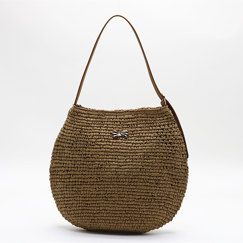Cross-Border Straw Weaving Bags Spring And Summer New Collection: Single-Shoulder Woven Bag, Versatile Crossbody Straw Weaving Bag, Hand-Held Paper Rope Straw Bag, Vacation Beach Bag, Women's Handmade Straw Weaving Bag Application Scenario