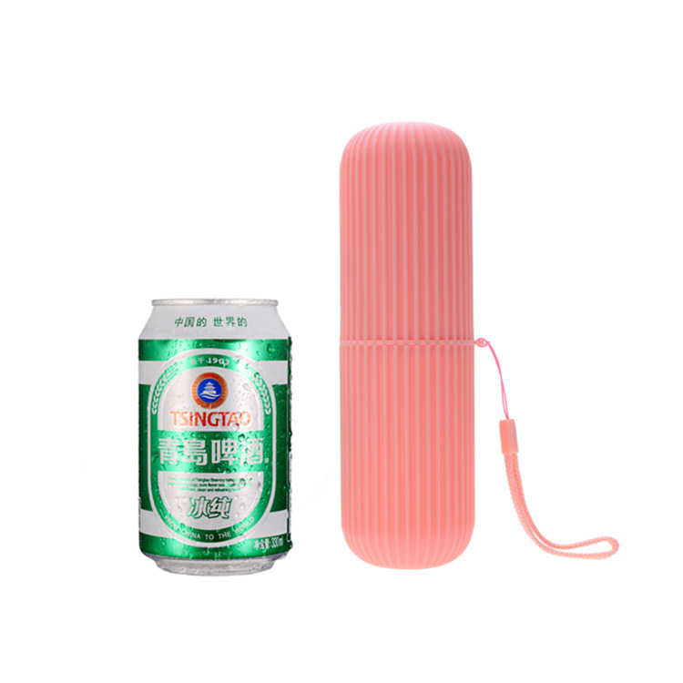 Vertical striped portable toiletry cup, travel toothbrush case, brushing cup, dental tool box, toothache cylinder, toothpaste storage cylinder Item Picture
