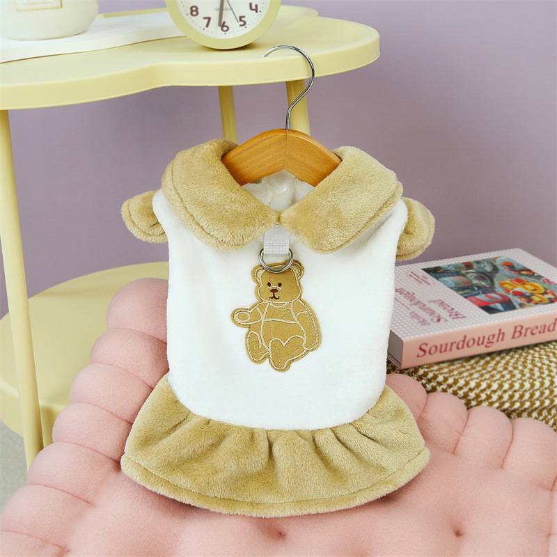 24 otoño invierno nuevo características de tracción anillos de tracción mascotas casual oso de nieve tracción falda de algodón perros perros pequeños en stock Application Scenario