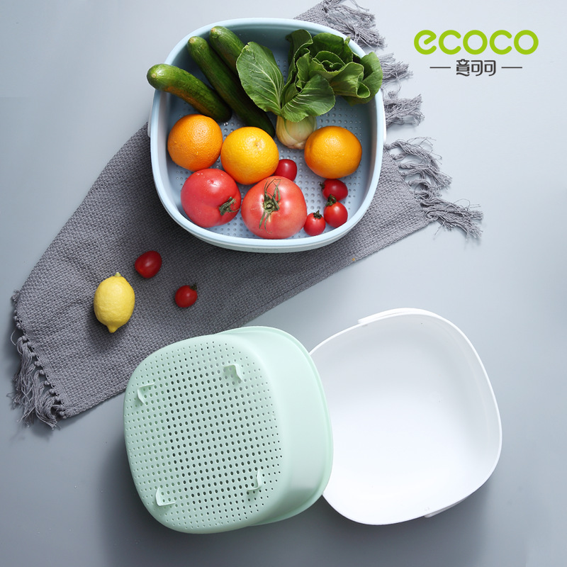 Hand-held double-layer vegetable washing basin, draining basket, kitchen household plastic fruit plate, living room sink, rinsing and draining vegetable basket Application Scenario