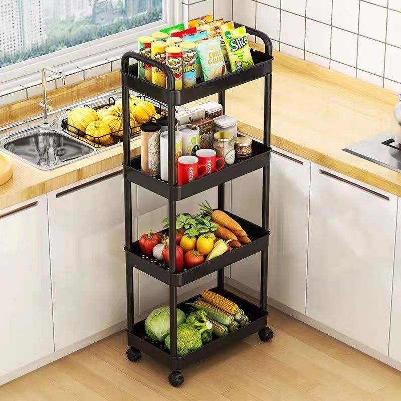 Small trolley storage rack, kitchen and bedroom floor multi-layer snack rack, household movable storage rack, wholesale daily necessities details Picture
