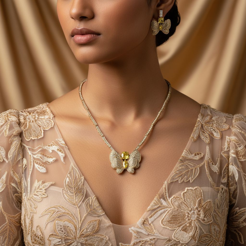 跨境新款锆石项链蝴蝶项链ins潮项链轻奢小众锆石项链饰品女简约图