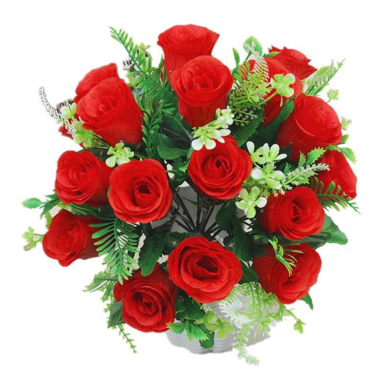 Artificial rose set of 18 pieces, affectionate roses, wet dance bouquet, living room decoration, silk flowers Item Picture