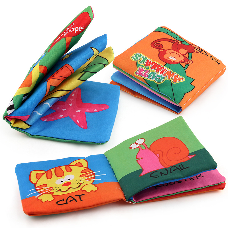 Amazon cross-border 3D baby cloth books, early education toys, English palm books, animal number recognition baby cloth books Specification image